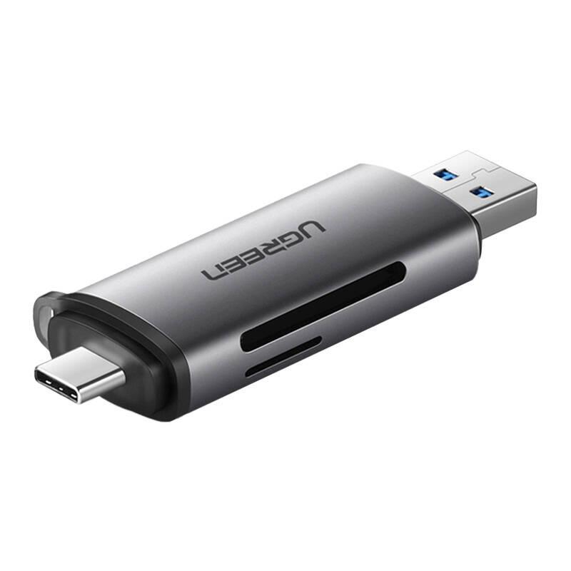 Adapter Usb + Usb-C Ugreen  Cm185 Czytnik Kart Sd + Microsd (Szary)
