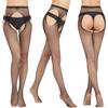 Women Long Sexy Hollow Out Fishnet Stockings Open Crotch Pantyhose Black High Waist Stocking Tights Panty Fishnet Lingerie Socks