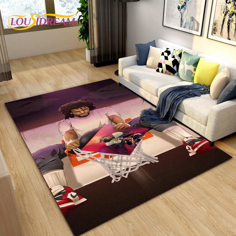 Hip Hop Art Rapper Legend Star Area Rug Large,Carpet Rug for Living Room Bedroom Sofa Doormat Decoration,Kids Non-slip Floor Mat