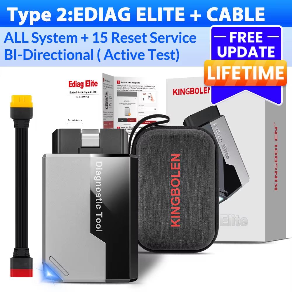 Car Diagnostic Tools KINGBOLEN Ediag Elite Lifetime Free All System 15 Resets Bi-directional Test Auto OBD2 Scanner