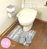 Standardgröße 3-teiliges Toilettenmatten-Set in Grau von Oka Matca, Skandinavischer Stil, mit Dorenimo Hausschuhen und Toilettenpapierhalter-Abdeckung, Wintermuster