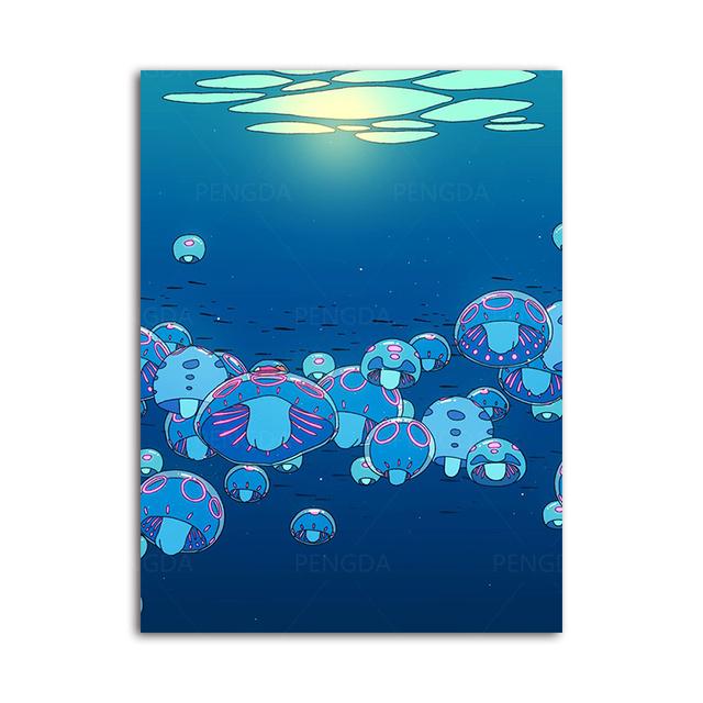 Cartoon-Nachtlandschaft, Dekoration, Wandgemälde, modulares Poster, Leinwandgemälde und Wohnzimmer-Wandkunstdrucke für moderne Heimdekoration, ohne Rahmen