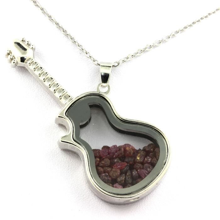 Collier - ABIJOUX - Rubis brut - Acier inoxydable - Mixte - Dimensions 28 x 66 mm