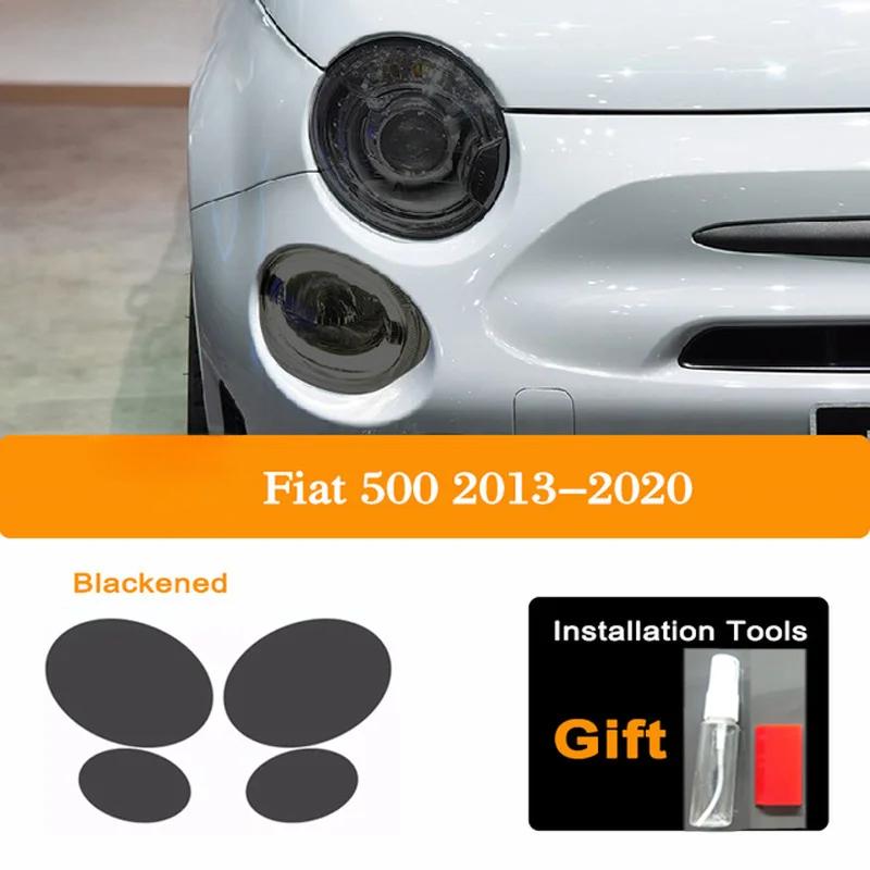 For Fiat 500 Abarth 2013- Car Headlight Protection Tint Film Smoke Black TPU Protective Transparent Sticker Car Accessories