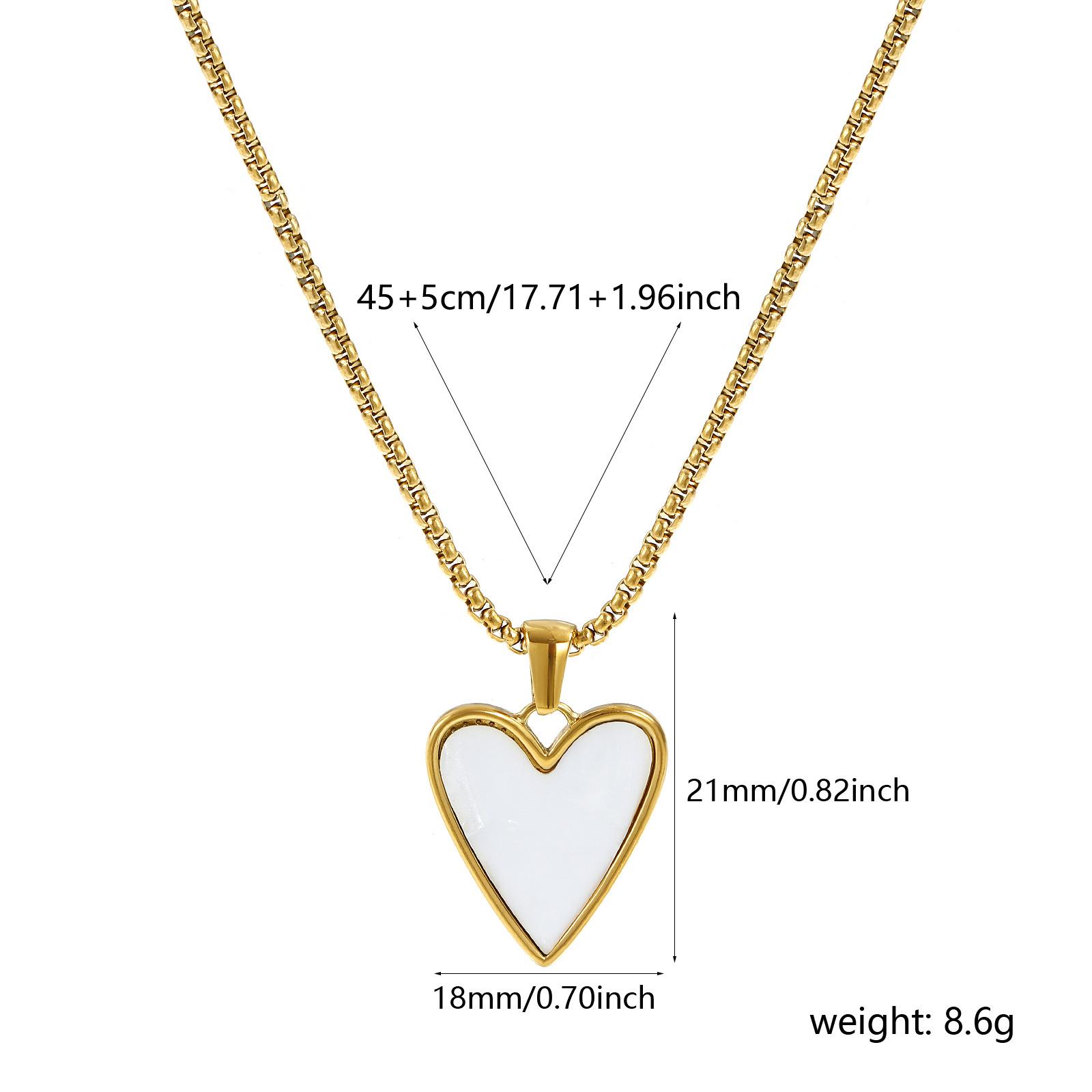 

18K Gold Plated Box Chain Heart Pendant Charm Necklace 304 Stainless Steel & Natural Shell For Women 45cm(17.7 ) + 5cm(2 )