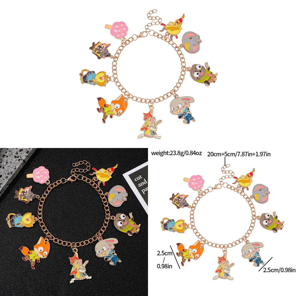 Bracelet Charmant Dessin Animé Zootopie Avec Pendentif en Alliage de Zinc Pour Cadeau de Voyage