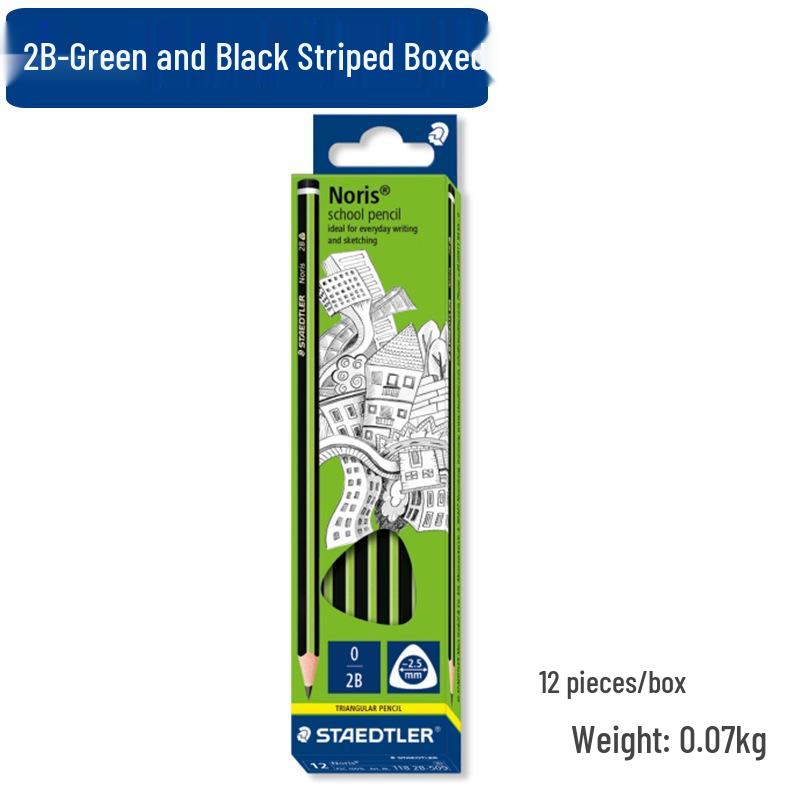 STAEDTLER 118 Triangular 2B|HB Pencils, Break-Resistant Lead, Boxed, Striped Design HB & 2B