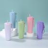 710ml Double Wall Vacuum Insulated Stainless Steel Water Bottle With Straw Carry Handle Outdoor Sports Travel
