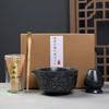 Matcha Tea Ceremony Japanese Tea Ceremony Tea Chashaku Matcha and Whisk 4-Piece Set, Utensils, Bowl, 100-Standing Chasen, (Tea Scoop), Powder, (Black)