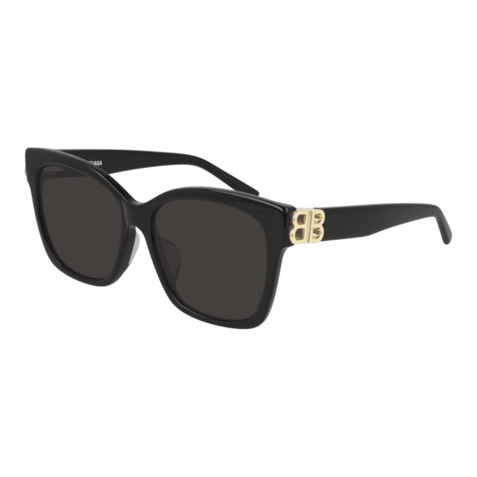 Balenciaga Double Logo Black Frame Gray Square Sunglasses Unisex sunglasses BB0102SA-001 Basic Packaging-Eyeglass Case