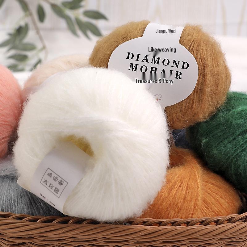 Young Mohair Sweater & Baby Scarf Shawl with Matching Fine Wool Hand-Woven Crochet Bag DIY Kit
