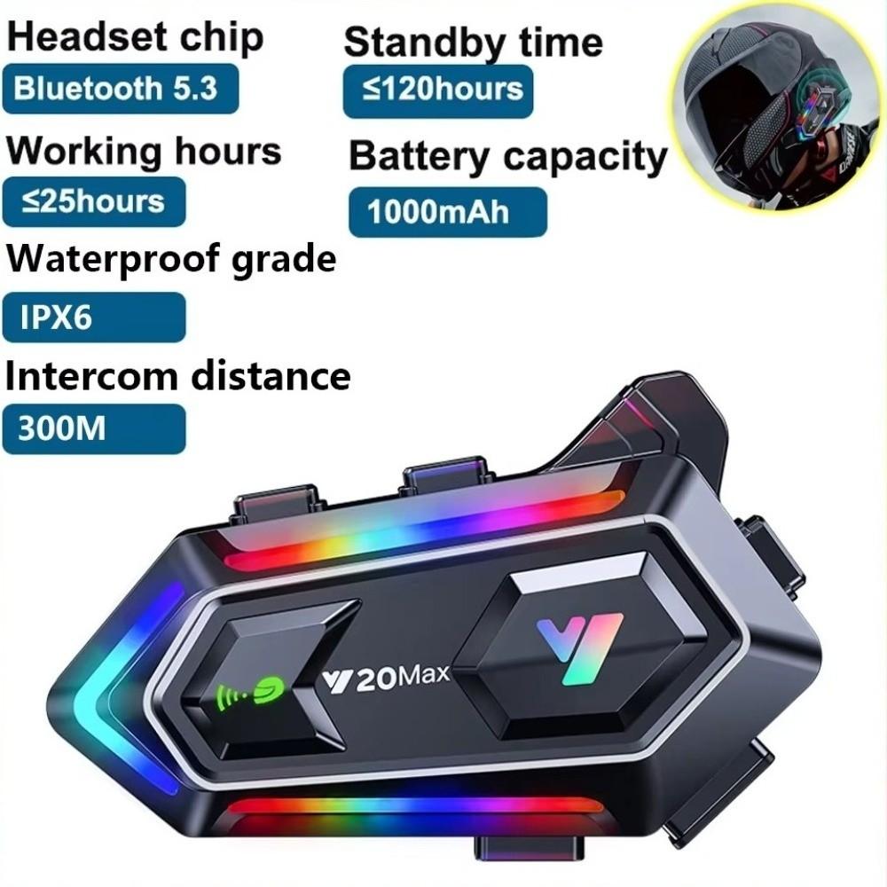 1pc Bluetooth 5.3 Helmet Headphone RGB Colorful Mixing Motorbike Earphone  For 2 Riders