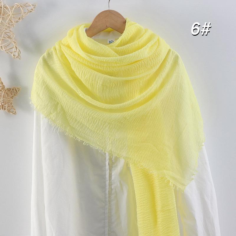 Women's Cotton Linen Silk Scarf - All-Season, Solid Color, Versatile Head and Sunshade Wrap