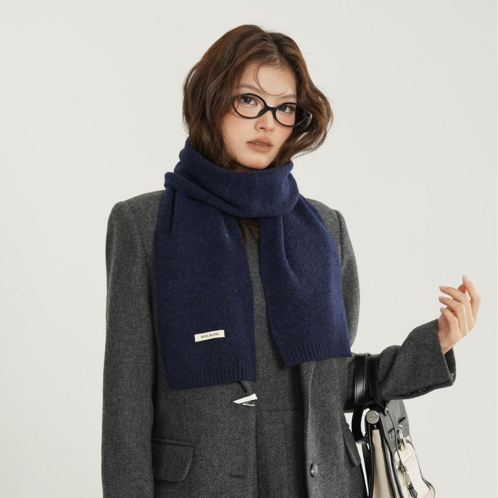 New Winter Women's Wool Blended Scarf Solid Color Knitted Versatile Fashionable Fresh Warm Thickened Scarf