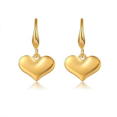 French Retro Three-dimensional Heart-shaped Earrings, Female Metal Smooth And Full Heart Pendant, Elegant Earrings