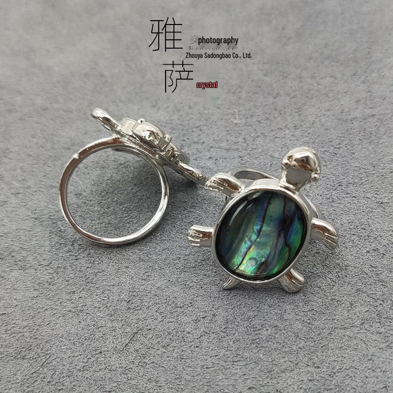 Teardrop Abalone Shell Turtle Ring – European & American Style Jewelry