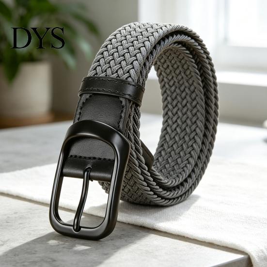 Campus Style Woven Belt Elastic for Women, No Punching Adjustable Waist with Breathable Webbing Retro Metal Pin Buckle, Casual Stretchy Jeans
