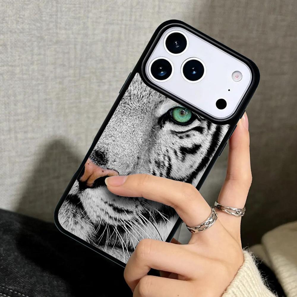 Capa Case for iPhone 17 Air 16 Pro Max 15 Plus 11 13 Mini 14 12 Back Phone Cover Lion Tiger Animal Cool