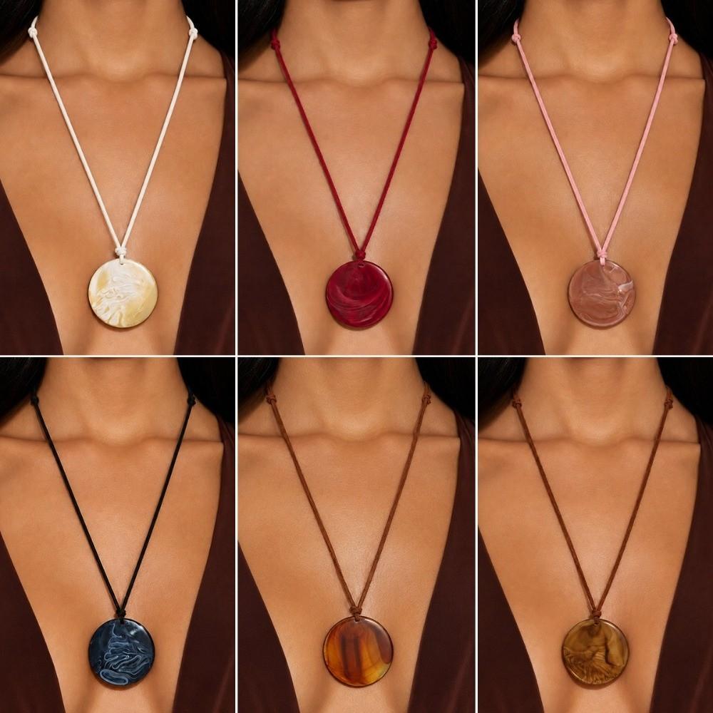 Swirl Dyed Gradient Resin Pendant Adjustable Bohemian Necklace Boho Outfit Styling