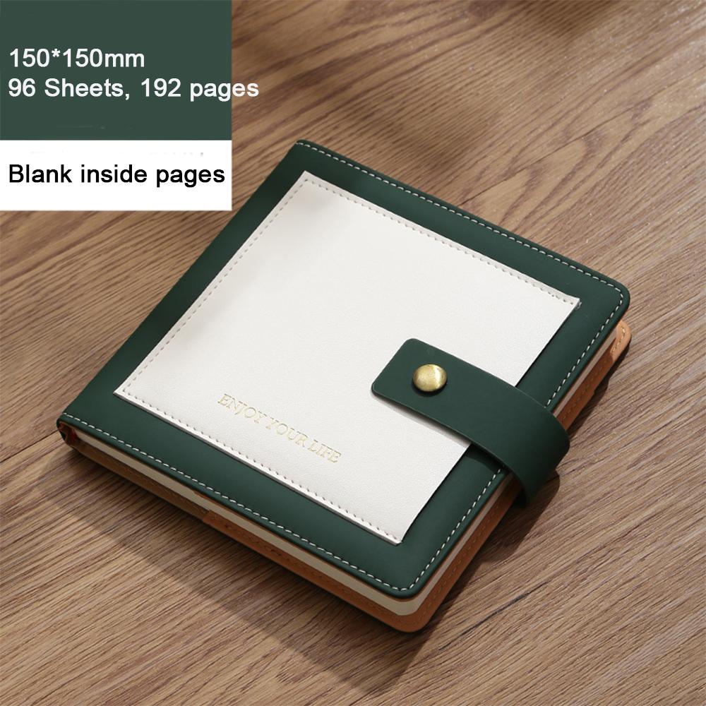 (Logo Can Be Engraved) Square Pocket Notebook, Buckle Notepad, Blank/lined/grid Inner Pages, Leather Business Ledger, Student Memo