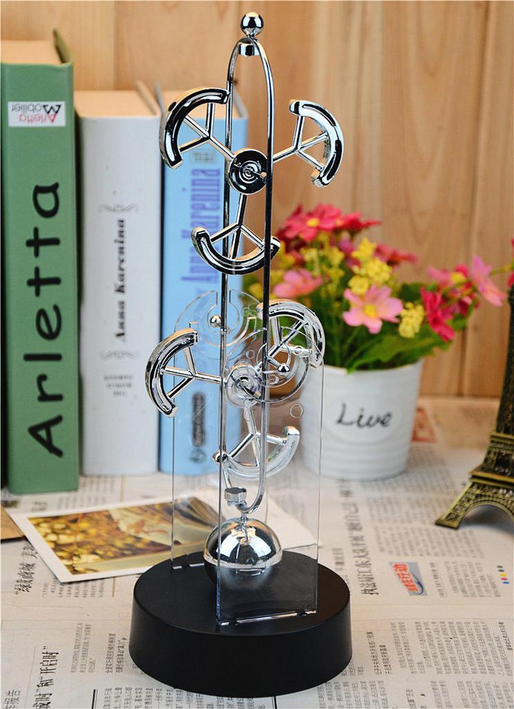 Premium Electric Double-Wheel Perpetual Motion Chaos Pendulum, Magnetic Rotating Swing, Science Gift & Home Desktop Ornament