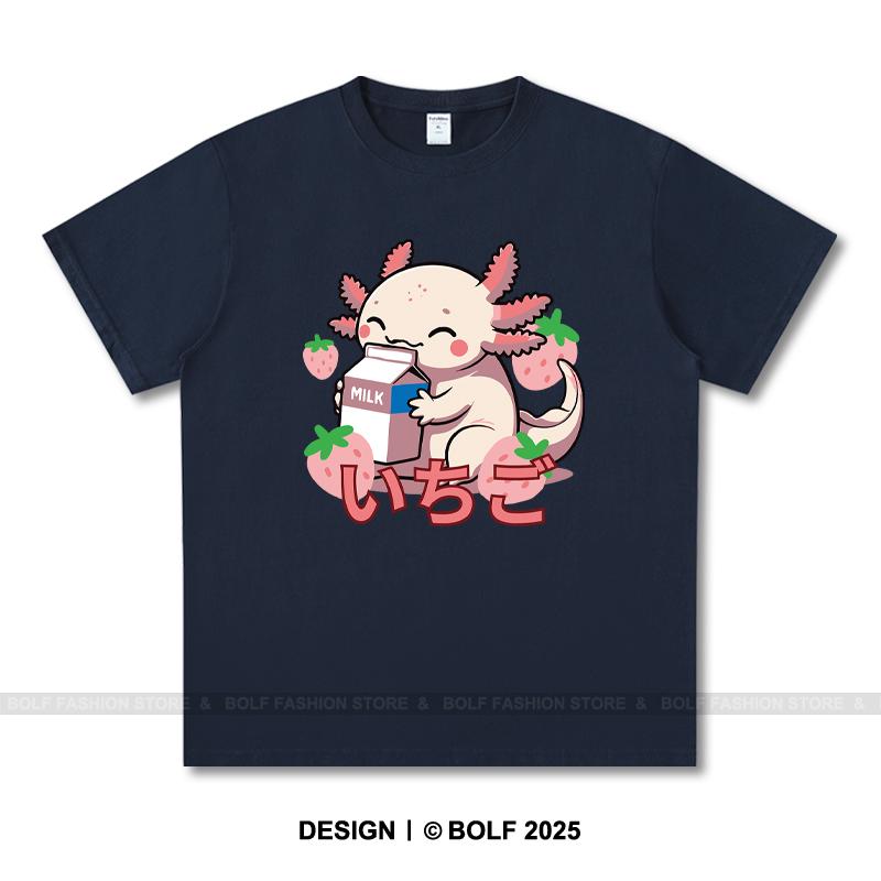 Japanese Kawaii Animal Printed T-Shirt 100% Cotton Oversized Cute Graphic Tees for Men Women Summer Tops Anime Streetwear