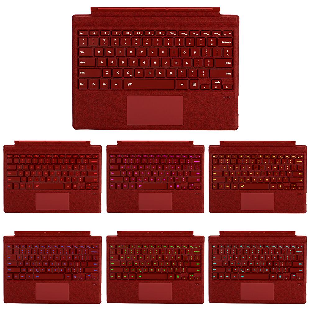 Trackpad Keyboard 7 Colors Backlight BT Touchpad Keypad with Trackpad Wireless Keypad for Microsoft Surface Pro 3/4/5/6/7/7 Plus