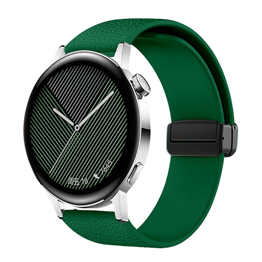 22mm Magnetic Silicone Band for Huawei Watch GT 5 46mm/GT 5 Pro 46mm/Samsung Galaxy Watch3 45mm Litchi Texture Watch Strap