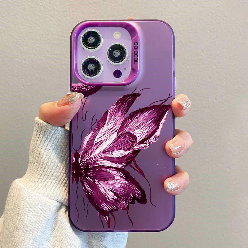 Art Oil Painting Vintage Butterfly Phone Case for IPhone 13 12 14 15 Pro Max 11 12 13 Mini 14Plus Retro Shockproof Cover Coque