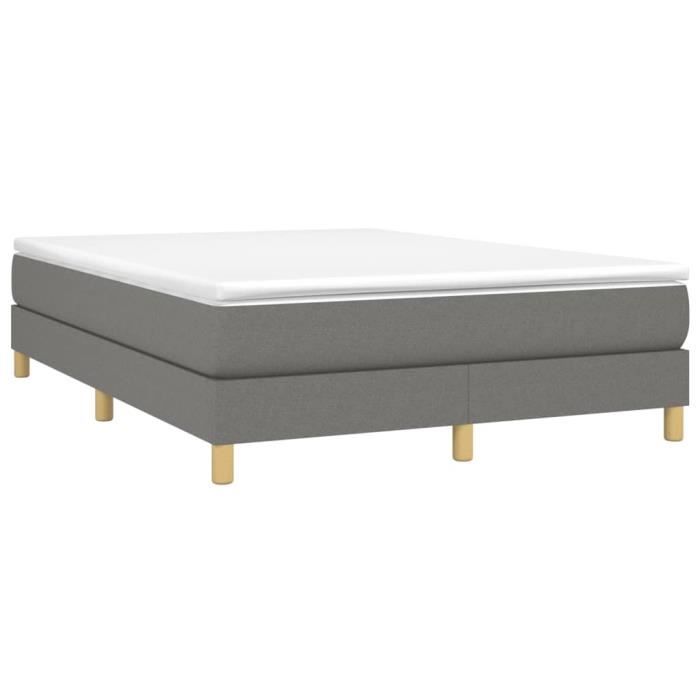 3144176 vidaXL Lit à sommier tapissier avec matelas Gris foncé 140x200cm Tissu