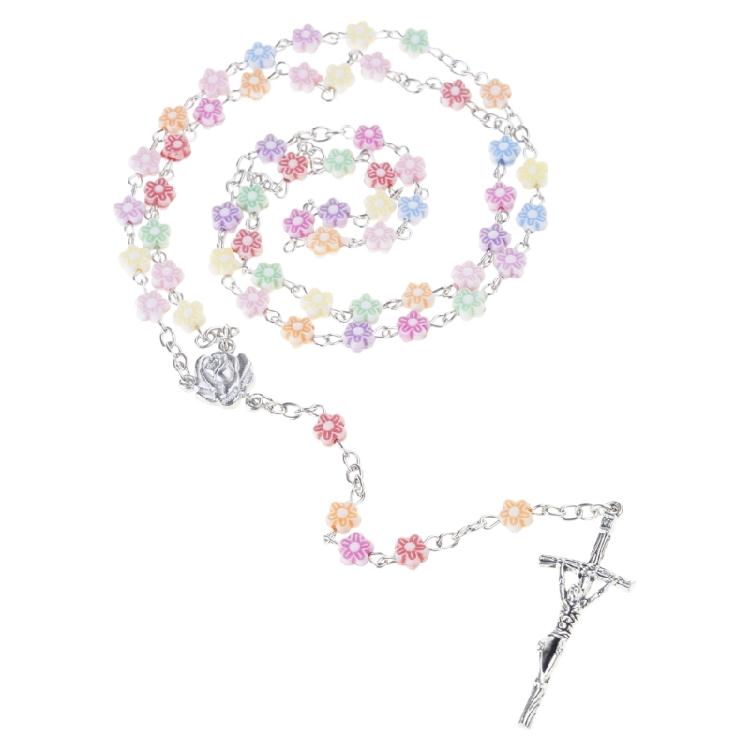 Crystal Bead Rosary Catholic Necklace Cross Crucifix Necklace Rosary Cross Gift 1