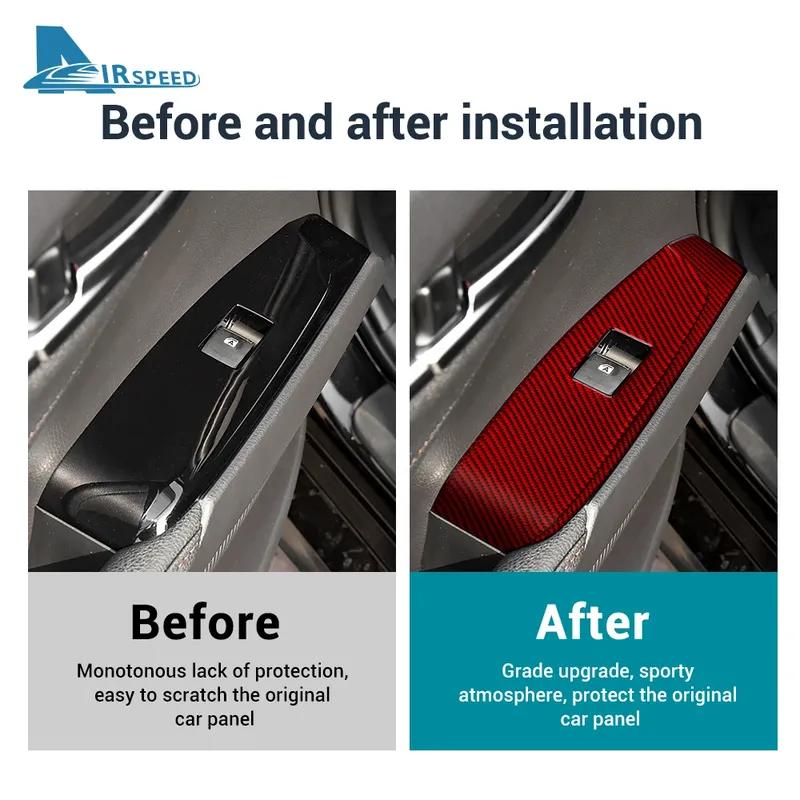 Real Soft Carbon Fiber For Toyota Camry 2018      2024 LHD RHD Car Window Lift Button Switch Panel Trim