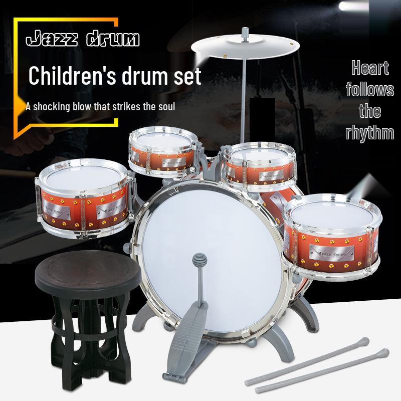 Kids' Drum Kit with Lights & Mic - Electronic Keyboard and Percussion Musical Toy