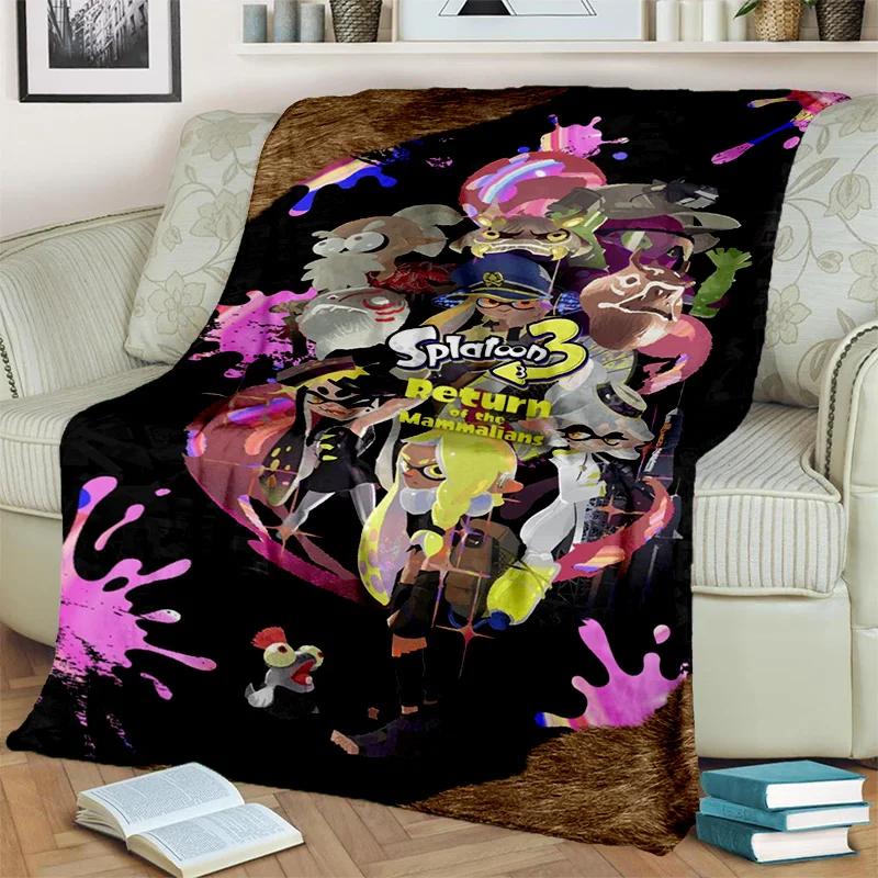 Cartoon PC Gamer 3D Games Splatoon Blanket,Soft Throw Blanket for Home Bedroom Bed Sofa Picnic Travel Office Cover Blanket Kids