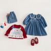 Girls' Stylish Spring 2026 Square Neck Denim Patch Dress