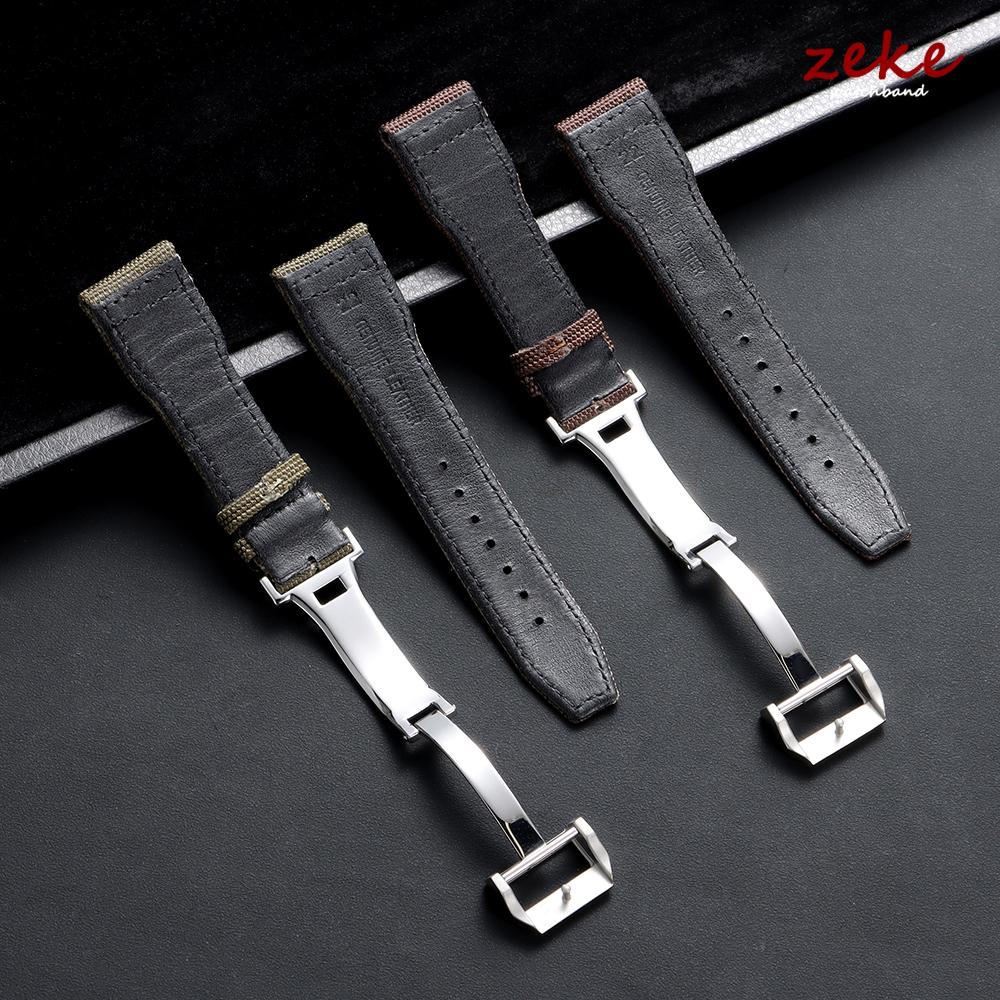 Nylonowy pasek do zegarka z żaglowego płótna 20mm 21mm 22mm dla IWC Pilot Band Wojskowy płócienny Skórzany męski bransoletka z klamrą składaną Akcesoria