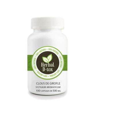 Doplněk stravy Herbal D-tox Hřebíček ~ Syzygium aromaticum - 100 kapslí x 500 mg – Silné antiseptikum, Antivirotikum