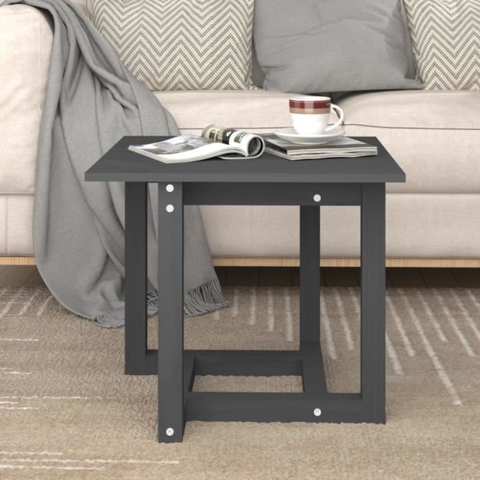 VidaXL Table basse Gris 50x50x45 cm Bois massif de pin 822174