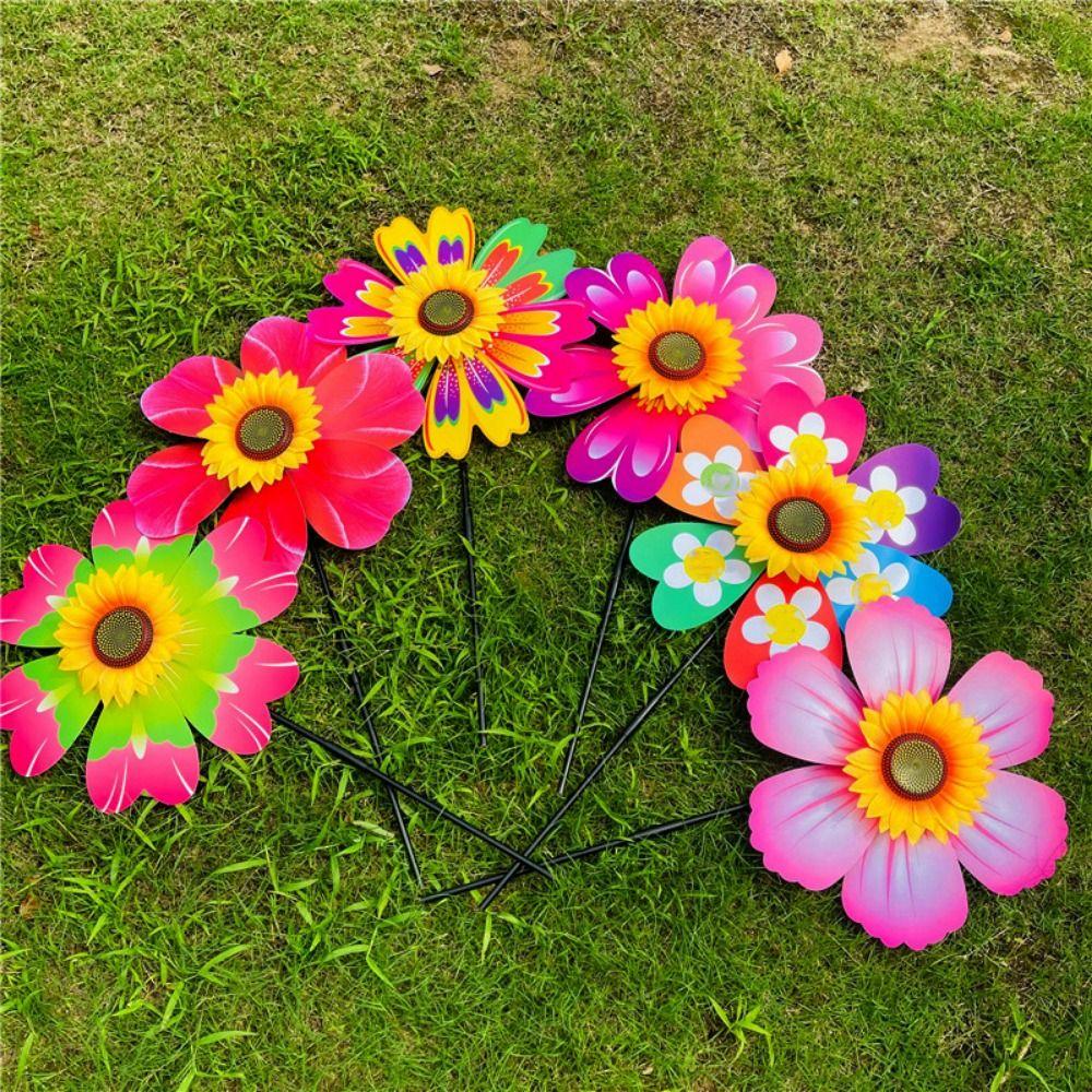 PVC Rotating Sunflower Liucai Wave Point Garden Yard Wind Spinner  Outdoor Party Picnic Decor