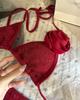 Pure Desire White & Red Triangle Bikini Set: Three-Piece Swimsuit for Women’s Beach Holiday