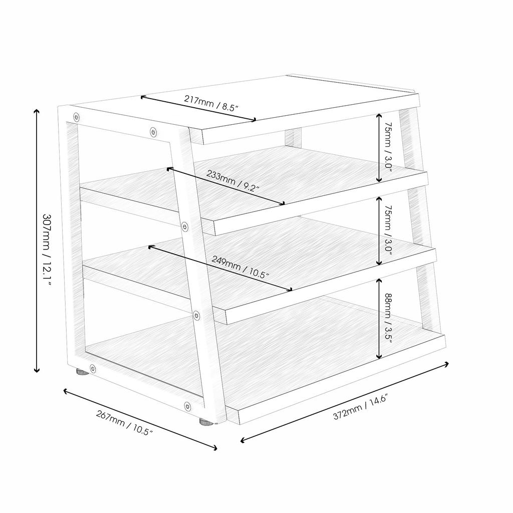 Fenge Desktop Storage Shelf, Desk Organizer, 4-Tier, Large Capacity Office Storage Rack, 37.2cm Wide X 26.7cm Deep X 30.7cm High, Oak & White,