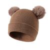 Shein Autumn Winter Warm Knitted Baby Hat with Double Pom-poms, Korean Style