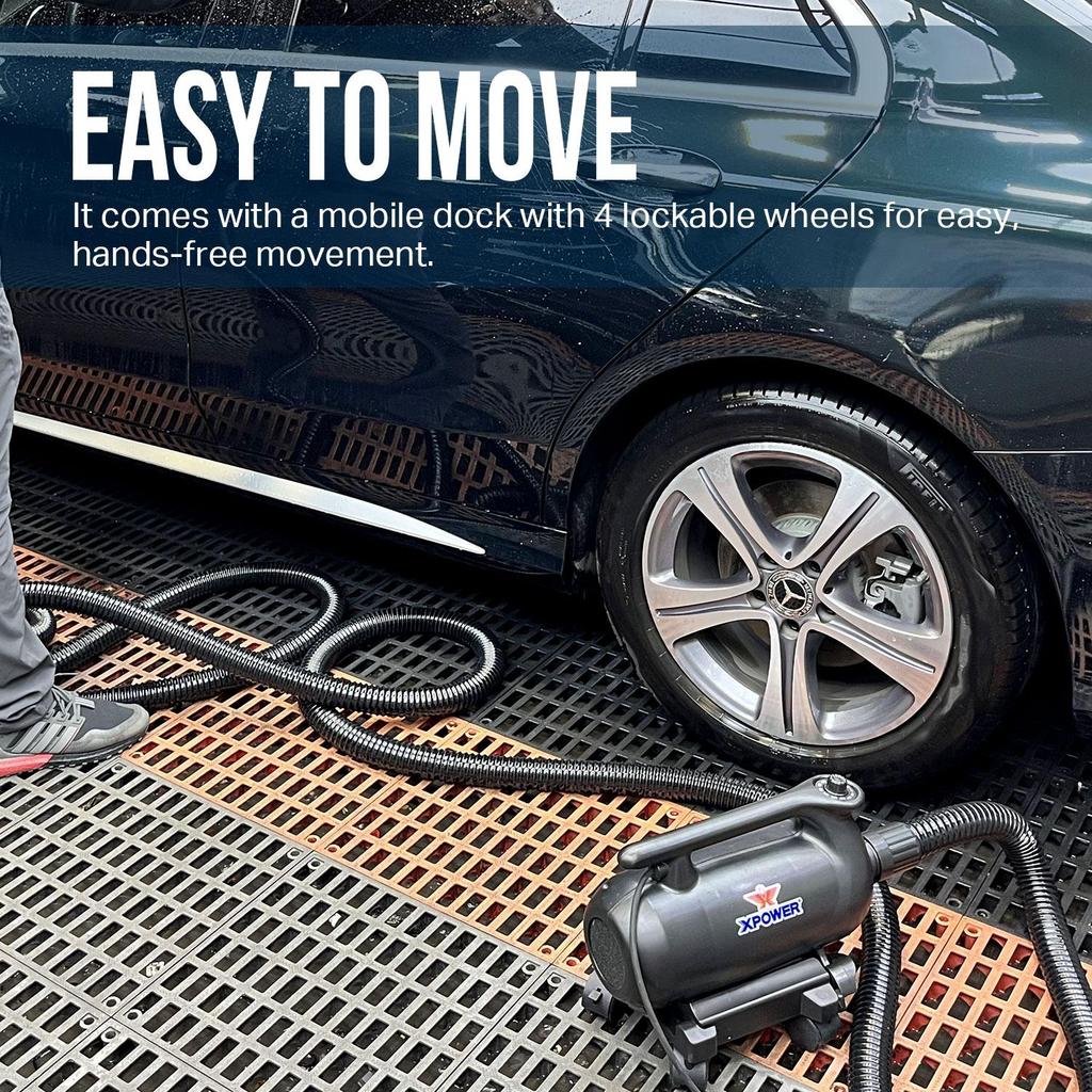 Asciugatore per Auto Spazzaneve XPOWER Asciugatore Professionale per Auto Blower con Base Mobile con ruote Asciugatura Rapida Strumenti per la Pulizia Asciugatore Rapido Portatile A-16