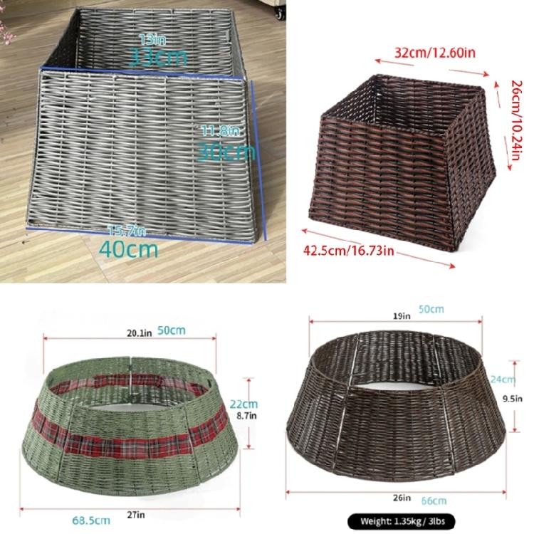 Functional Wicker Christmas Tree Skirt Festival Christmas Tree Stand Skirt Durable Tree Cover for Seasonal Decorations