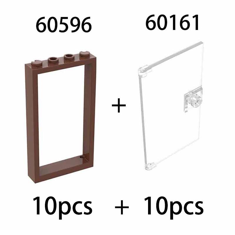 10pcs1x4x6 Door Frame Smart Window Compatible with 60596 60616 MOC Parts, Building Block Model Accessories, Children's Toys