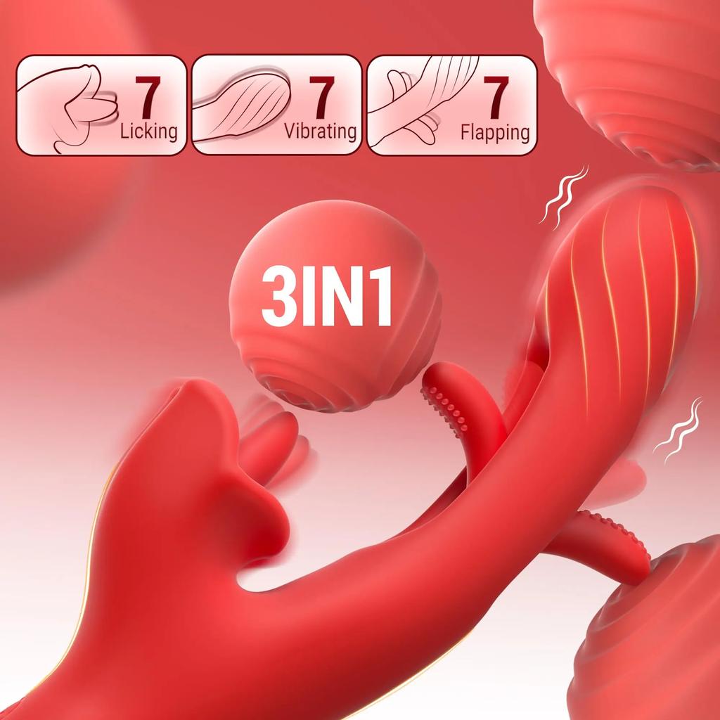 2 in 1 Tongue Licking Dildo Vibrator for Women Flapping Rotating Clitoris Stimulator G Spot Massage Female Masturbator Sex Toy