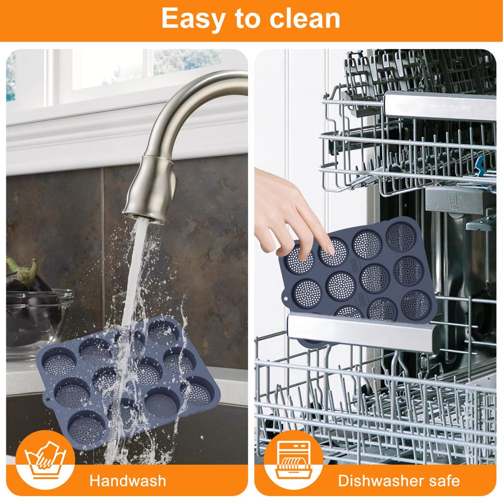 Antihaftende Hamburgerbrötchenformen Silikon Hamburgerbrötchenform Hamburgerbrotform Leicht zu lösen Backform 8/12 Mulden Wiederverwendbar