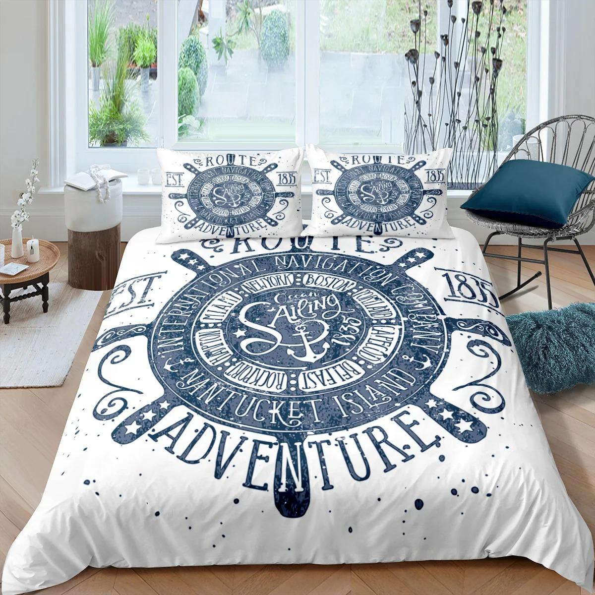 Anchor 3d Bedding Set Ocean Style Quilt Cover 240X 220 Duvet Cover With Pillowcase For Kids Boy Queen King Size Comforter Cove 135x200cm