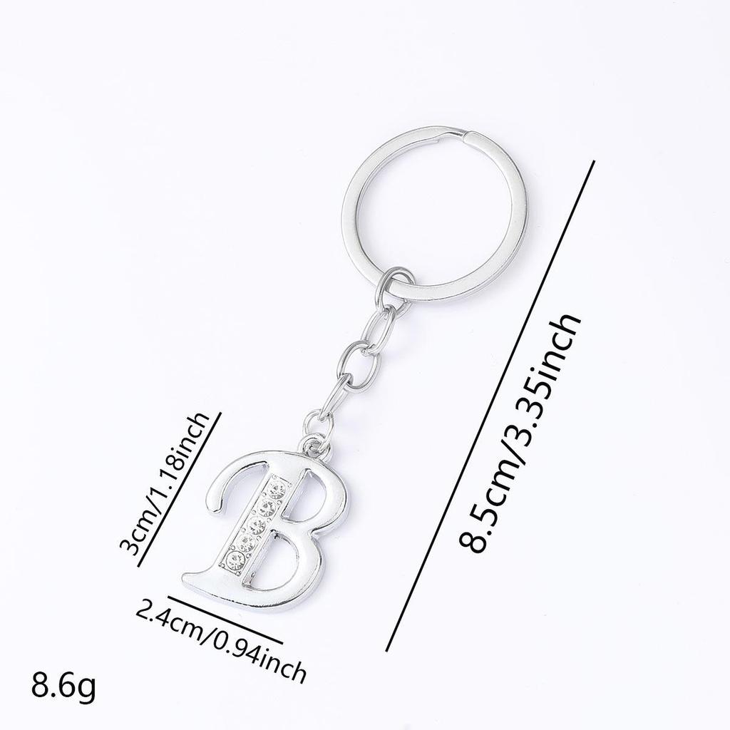 Creative Rhinestone Initials Metal Keychain – Korean Style Car Keyring Party Gift.