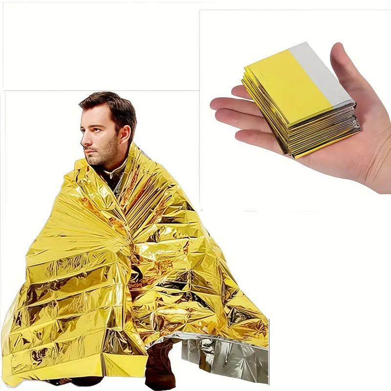 Lightweight Portable Emergency Blanket, All-Season Polyester Film Survival Blanket for Camping & Hiking